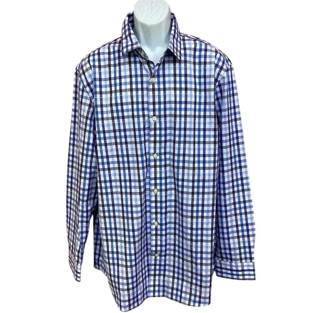 Banana Republic Men's XL Blue Plaid Dress‎ Shirt Long Sleeve Button-Down